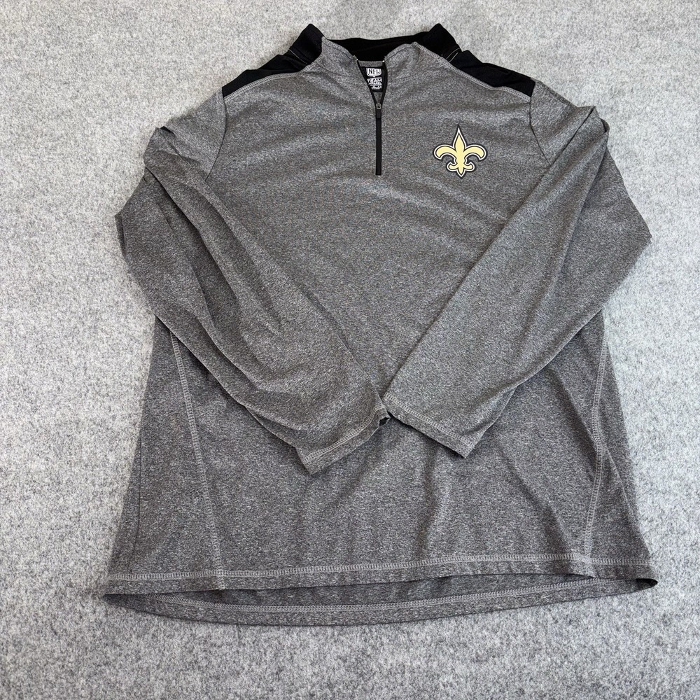 New Orleans Saints Mens Pullover Quarter Zip Xl NFL Team Apparel Lightweight
